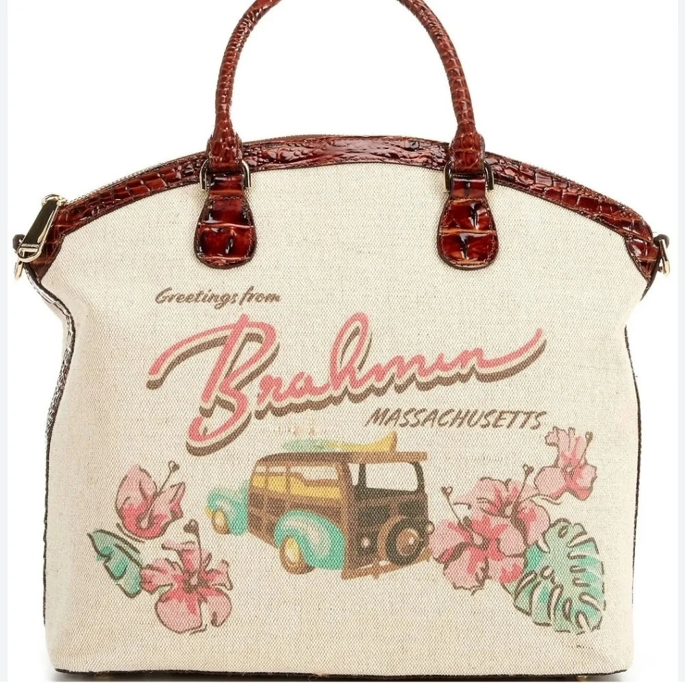 🤎▪️Brahmin▪️ Large Duxbury in PECAN PIPA Canvas & Leather